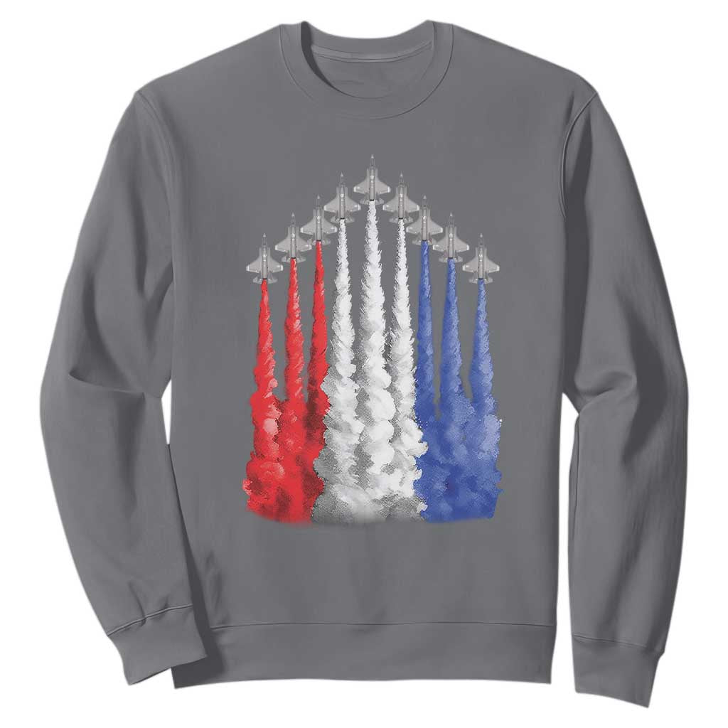 Funny Fighter Jet Airplane American Flag 4th Of July Sweatshirt TS11 Charcoal Print Your Wear