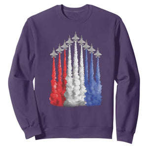 Funny Fighter Jet Airplane American Flag 4th Of July Sweatshirt TS11 Purple Print Your Wear