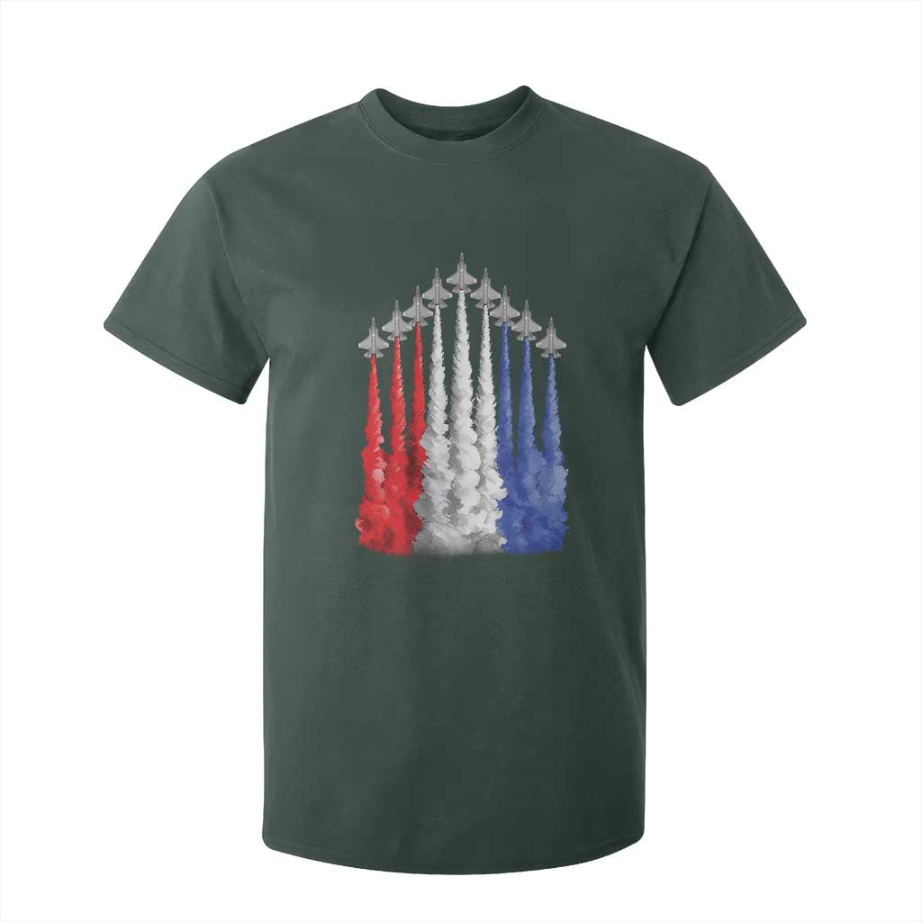 Funny Fighter Jet Airplane American Flag 4th Of July T Shirt For Kid TS11 Dark Forest Green Print Your Wear