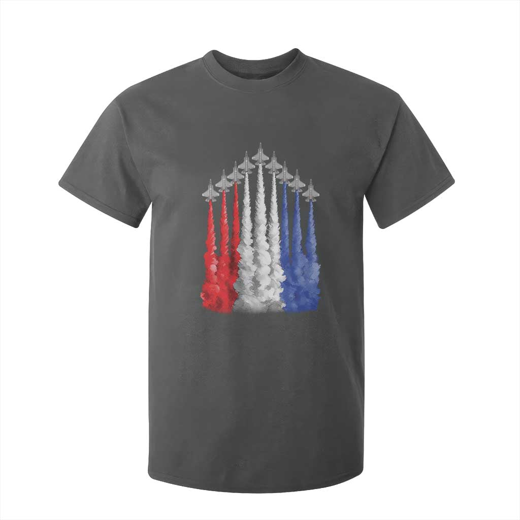 Funny Fighter Jet Airplane American Flag 4th Of July T Shirt For Kid TS11 Dark Heather Print Your Wear