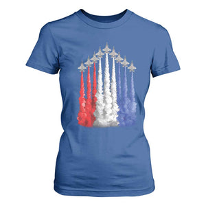 Funny Fighter Jet Airplane American Flag 4th Of July T Shirt For Women TS11 Royal Blue Print Your Wear