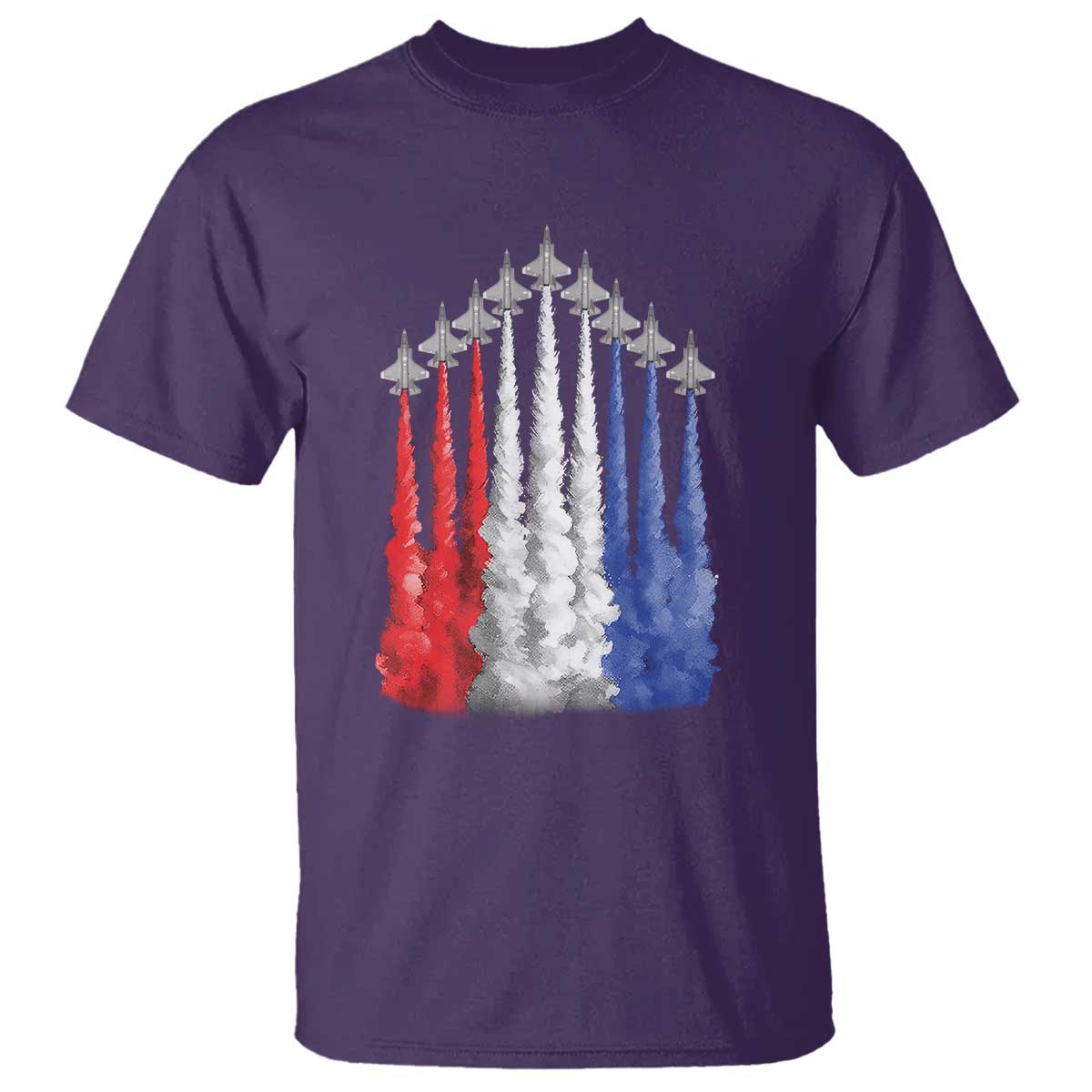 Funny Fighter Jet Airplane American Flag 4th Of July T Shirt TS11 Purple Print Your Wear