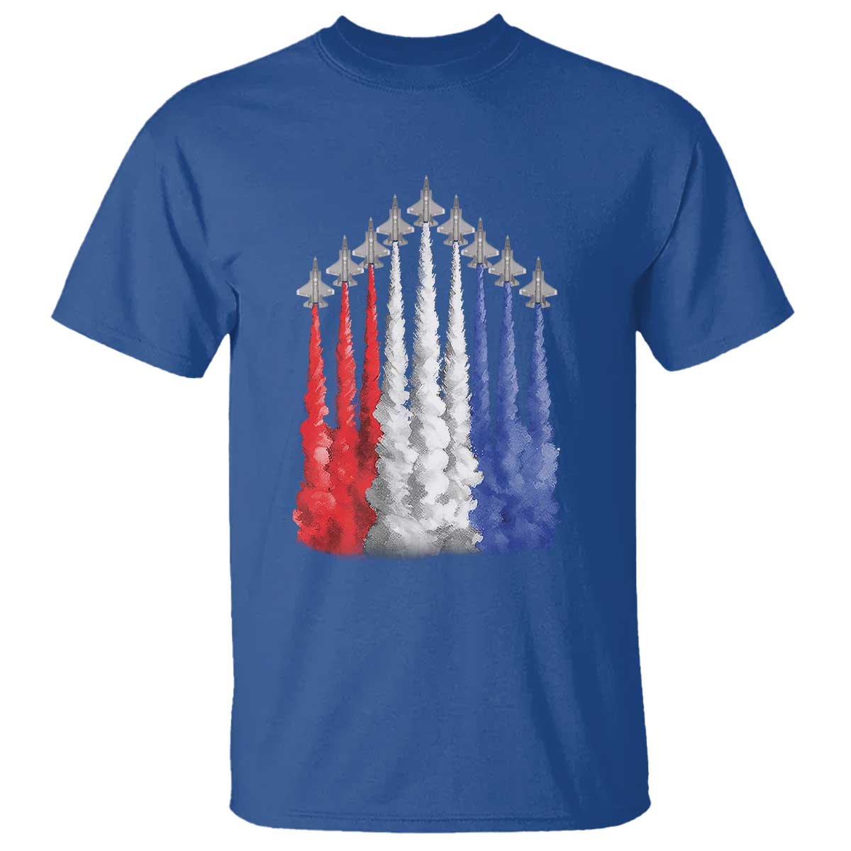 Funny Fighter Jet Airplane American Flag 4th Of July T Shirt TS11 Royal Blue Print Your Wear