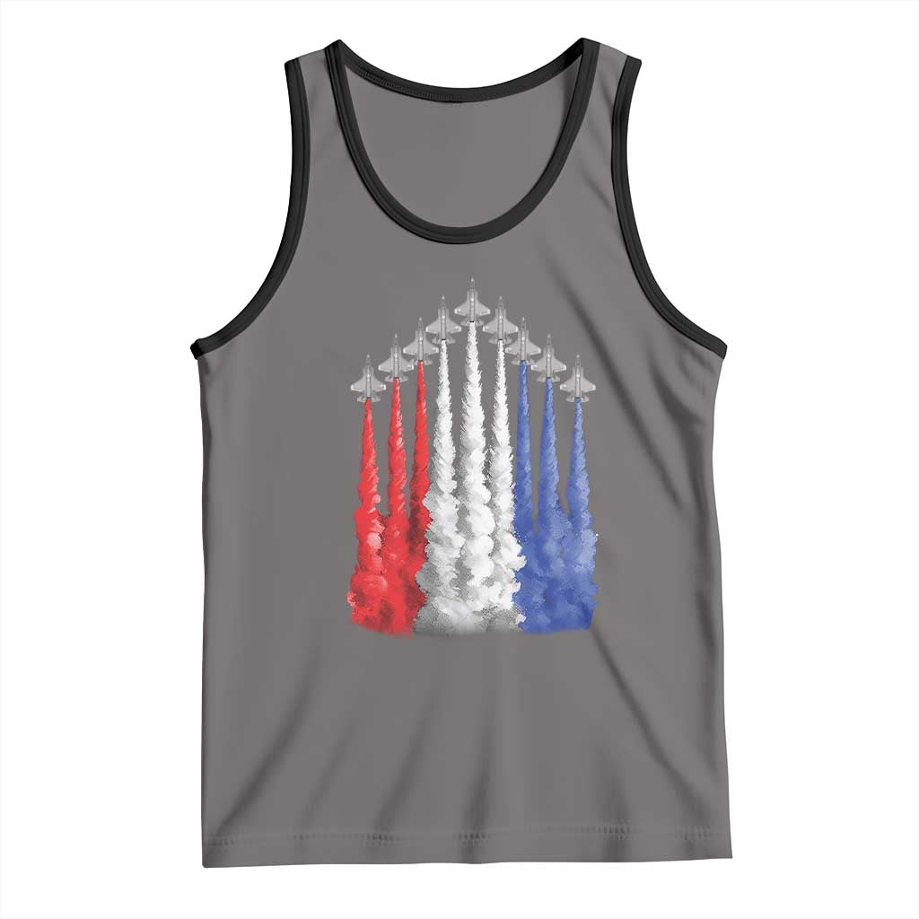 Funny Fighter Jet Airplane American Flag 4th Of July Tank Top TS11 Deep Heather Black Print Your Wear