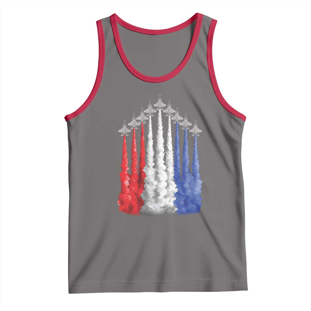 Funny Fighter Jet Airplane American Flag 4th Of July Tank Top TS11 Deep Heather Red Print Your Wear