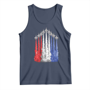 Funny Fighter Jet Airplane American Flag 4th Of July Tank Top TS11 Navy Print Your Wear