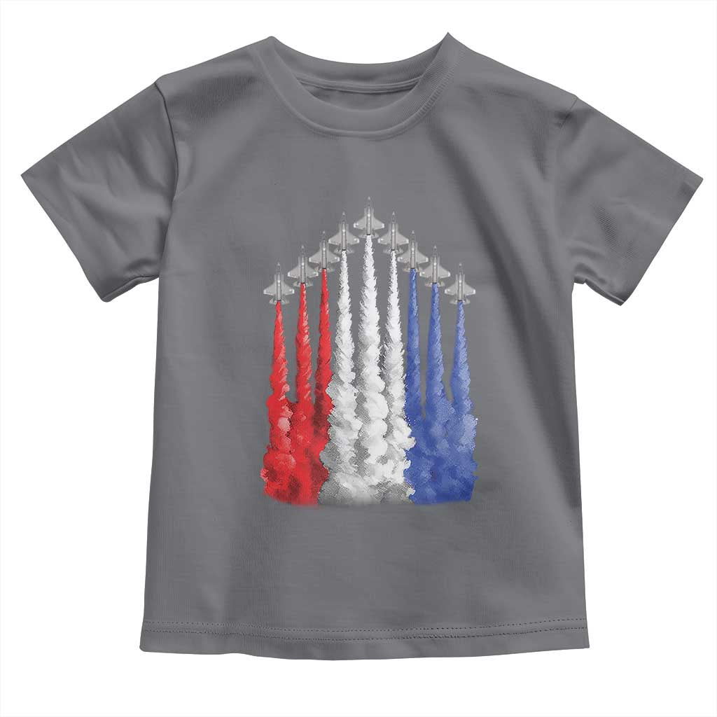 Funny Fighter Jet Airplane American Flag 4th Of July Toddler T Shirt TS11 Charcoal Print Your Wear