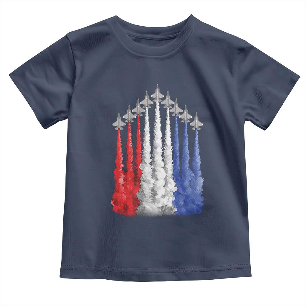 Funny Fighter Jet Airplane American Flag 4th Of July Toddler T Shirt TS11 Navy Print Your Wear