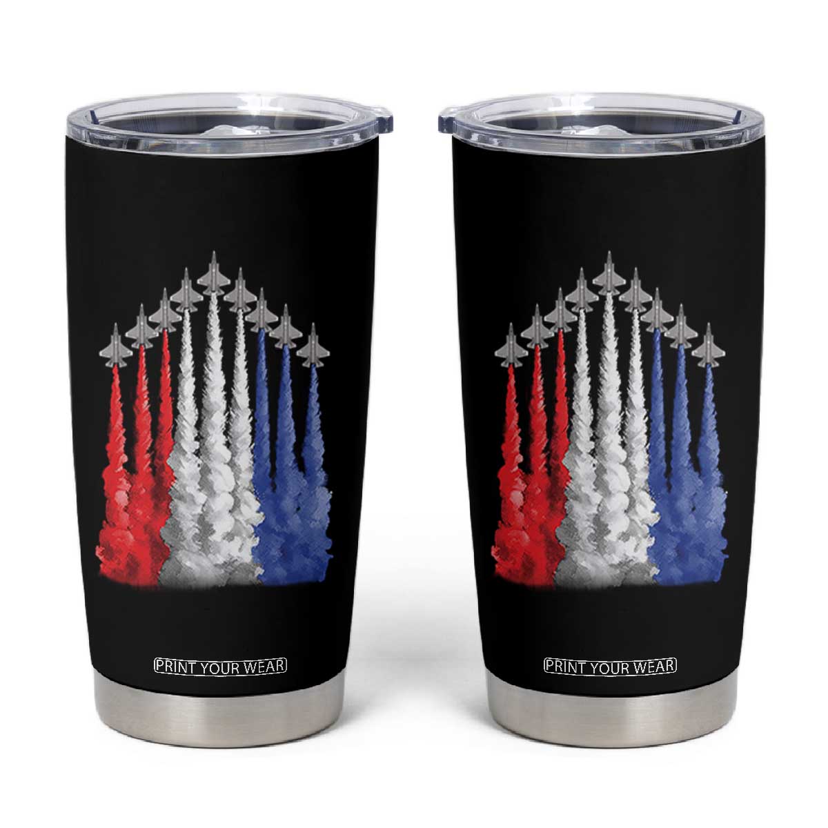 Funny Fighter Jet Airplane American Flag 4th Of July Tumbler Cup TS11 Black Print Your Wear