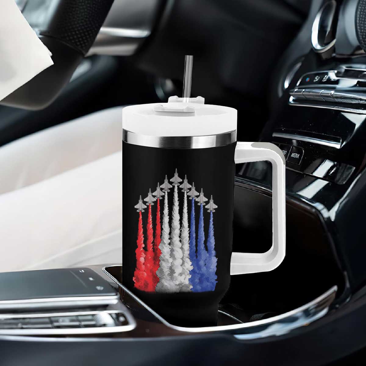 Funny Fighter Jet Airplane American Flag 4th Of July Tumbler With Handle TS11 Print Your Wear
