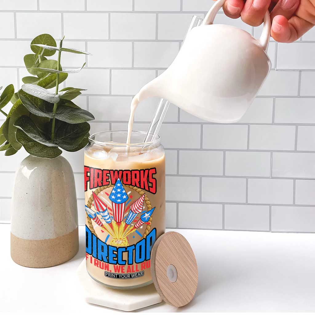 Funny Fireworks Director Glass Can If I Run We All Run 4th Of July Rocket American Flag TS11 Print Your Wear