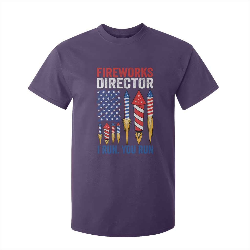 Funny Fireworks Director I Run You Run T Shirt For Kid 4th Of July American Flag TS11 Purple Print Your Wear