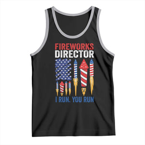 Funny Fireworks Director I Run You Run Tank Top 4th Of July American Flag TS11 Black Athletic Heather Print Your Wear