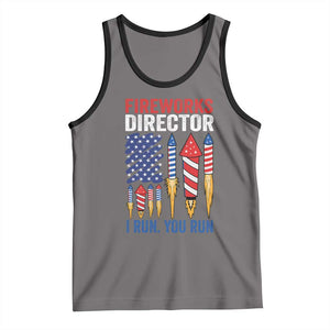 Funny Fireworks Director I Run You Run Tank Top 4th Of July American Flag TS11 Deep Heather Black Print Your Wear