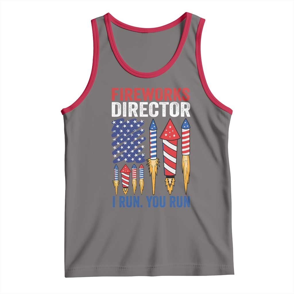 Funny Fireworks Director I Run You Run Tank Top 4th Of July American Flag TS11 Deep Heather Red Print Your Wear