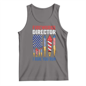 Funny Fireworks Director I Run You Run Tank Top 4th Of July American Flag TS11 Deep Heather Print Your Wear