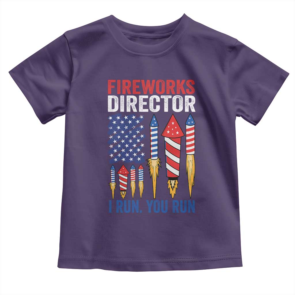 Funny Fireworks Director I Run You Run Toddler T Shirt 4th Of July American Flag TS11 Purple Print Your Wear
