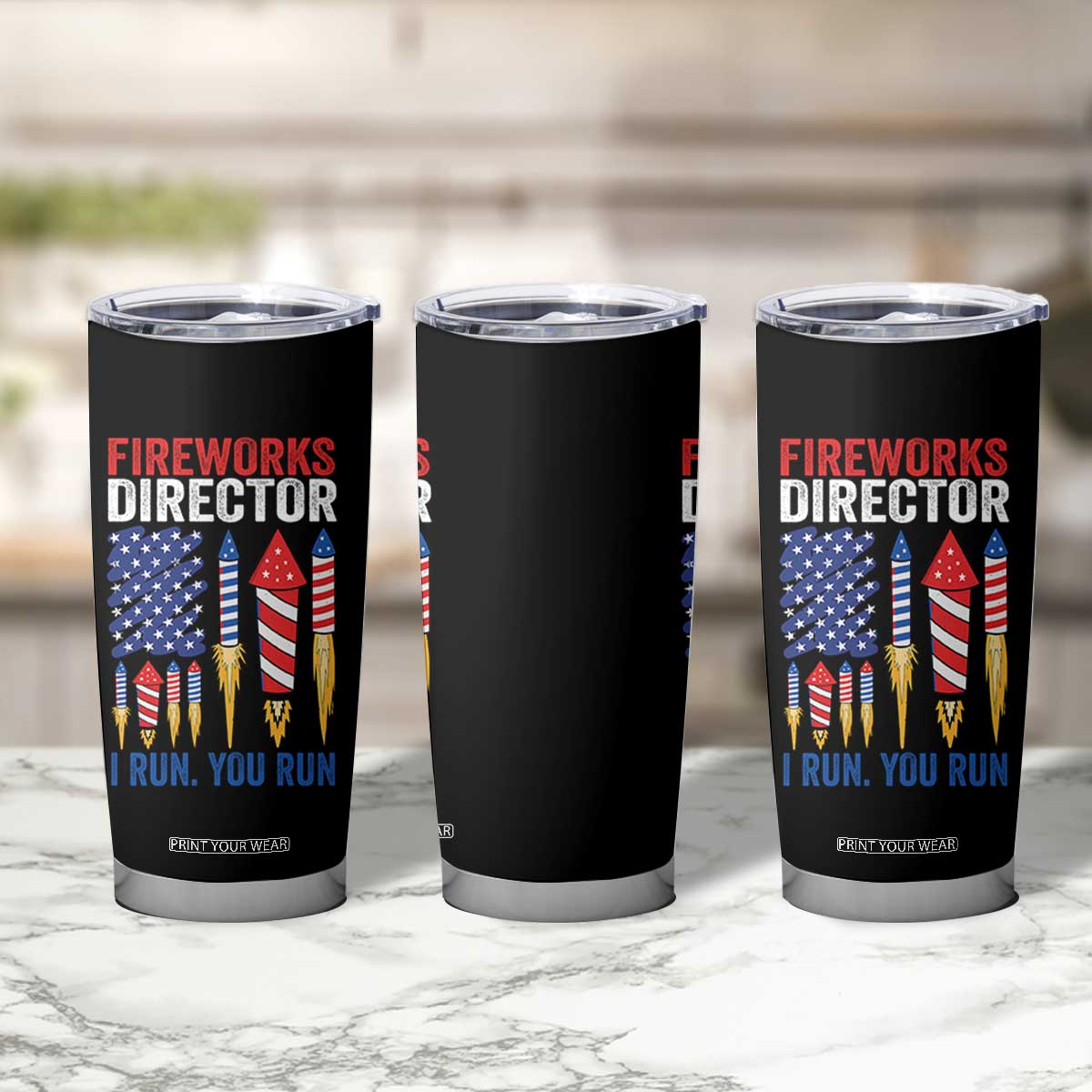 Funny Fireworks Director I Run You Run Tumbler Cup 4th Of July American Flag TS11 Print Your Wear