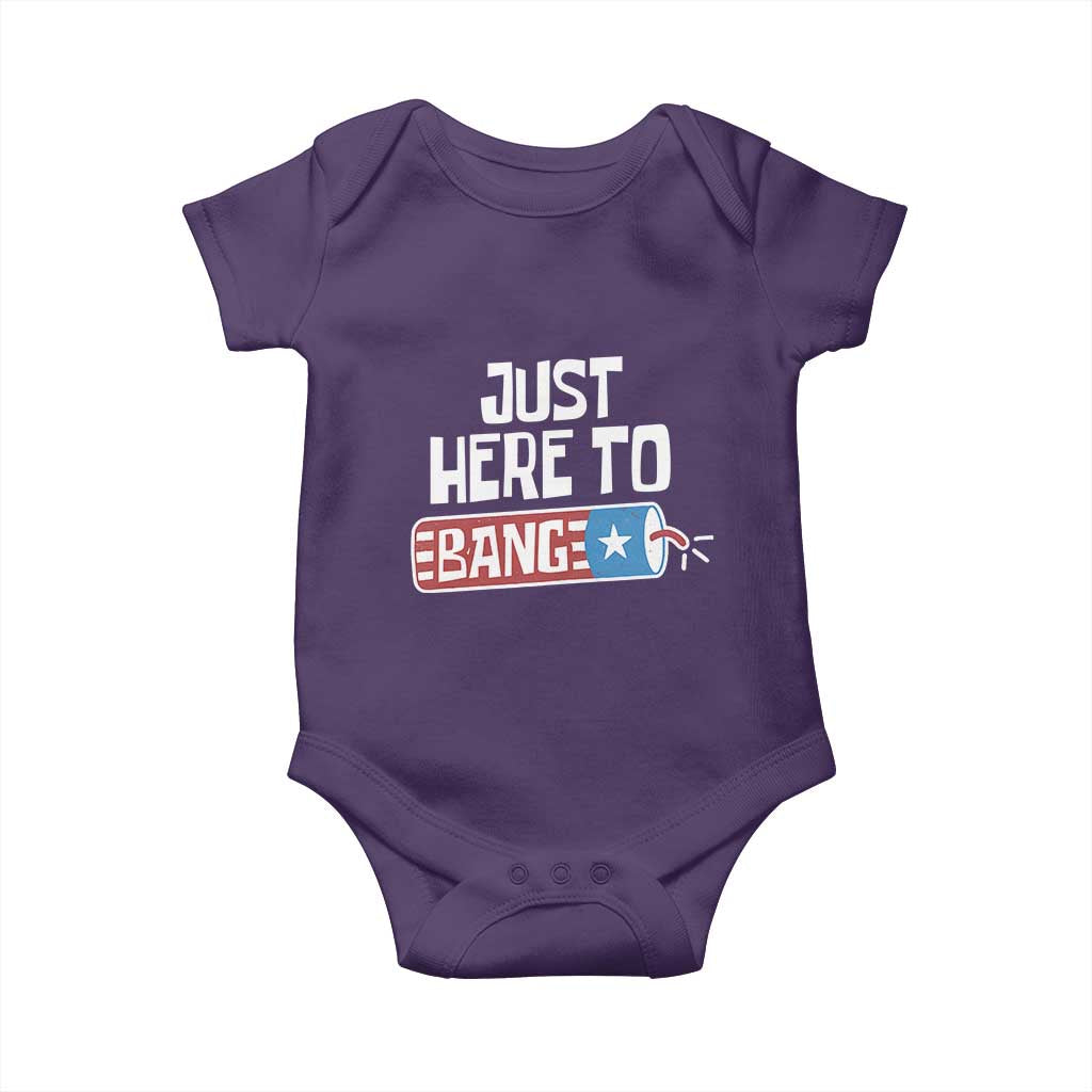 Funny Fireworks Just Here To Bang Baby Onesie American Flag Firecracker TS11 Purple Print Your Wear