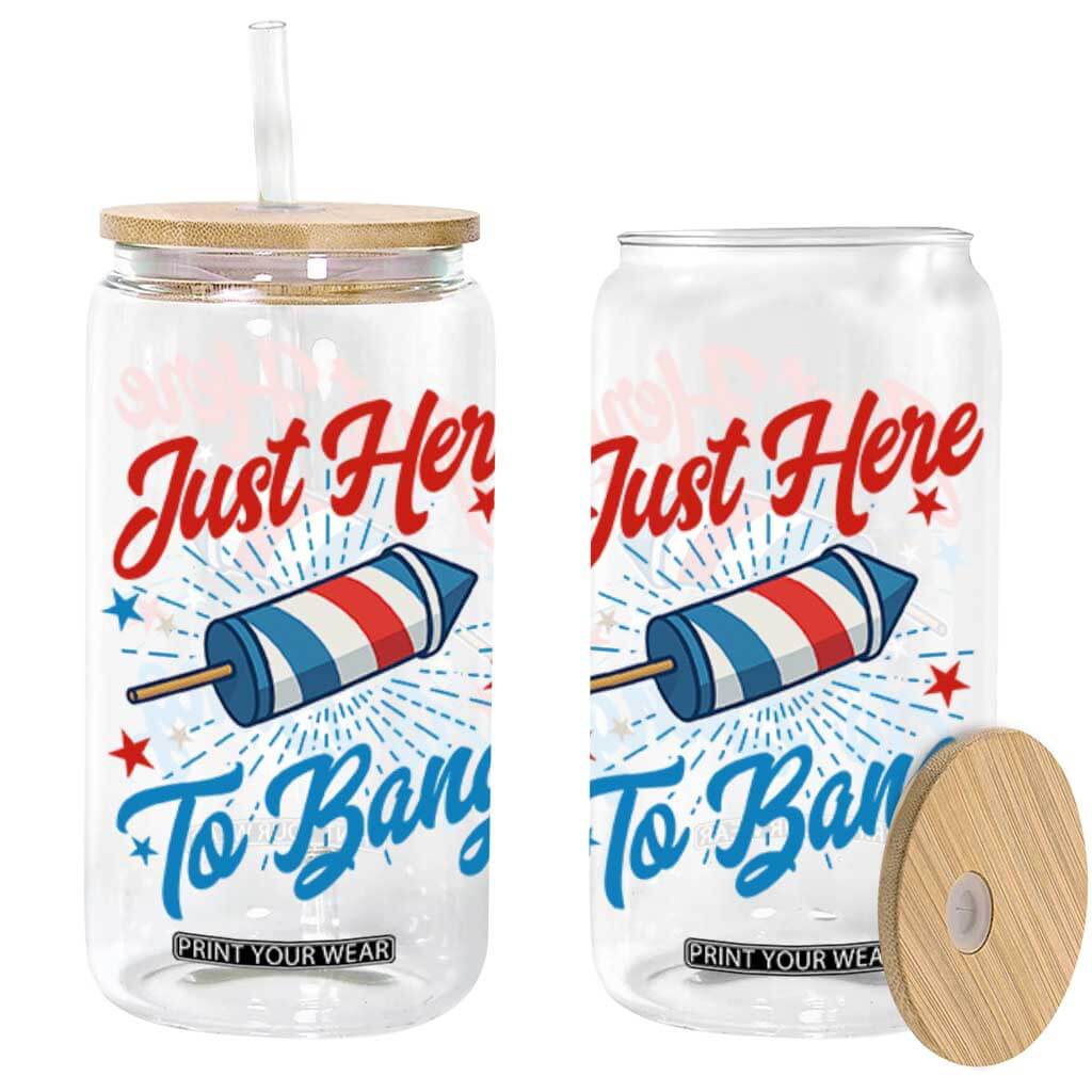 Funny Fireworks Just Here To Bang Glass Can American Flag Firecracker Rocket TS11 Black Print Your Wear