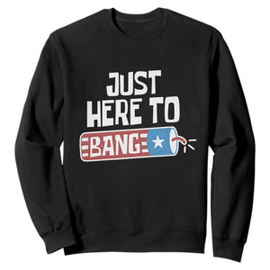 Funny Fireworks Just Here To Bang Sweatshirt American Flag Firecracker TS11 Black Print Your Wear