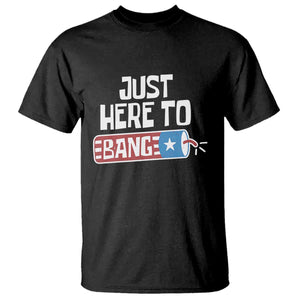 Funny Fireworks Just Here To Bang T Shirt American Flag Firecracker TS11 Black Print Your Wear