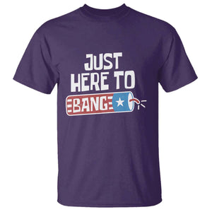 Funny Fireworks Just Here To Bang T Shirt American Flag Firecracker TS11 Purple Print Your Wear