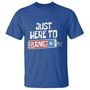 Funny Fireworks Just Here To Bang T Shirt American Flag Firecracker TS11 Royal Blue Print Your Wear
