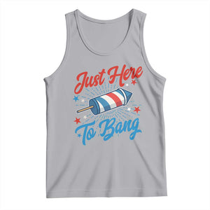 Funny Fireworks Just Here To Bang Tank Top American Flag Firecracker Rocket TS11 Athletic Heather Print Your Wear