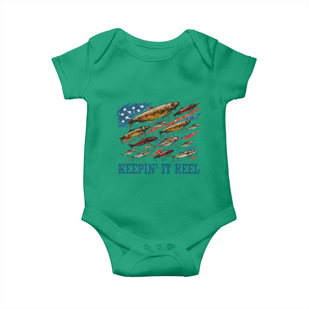 Funny Fisherman Keepin It Reel Baby Onesie Fishing Lure American Flag Bass Fishing TS11 Irish Green Print Your Wear