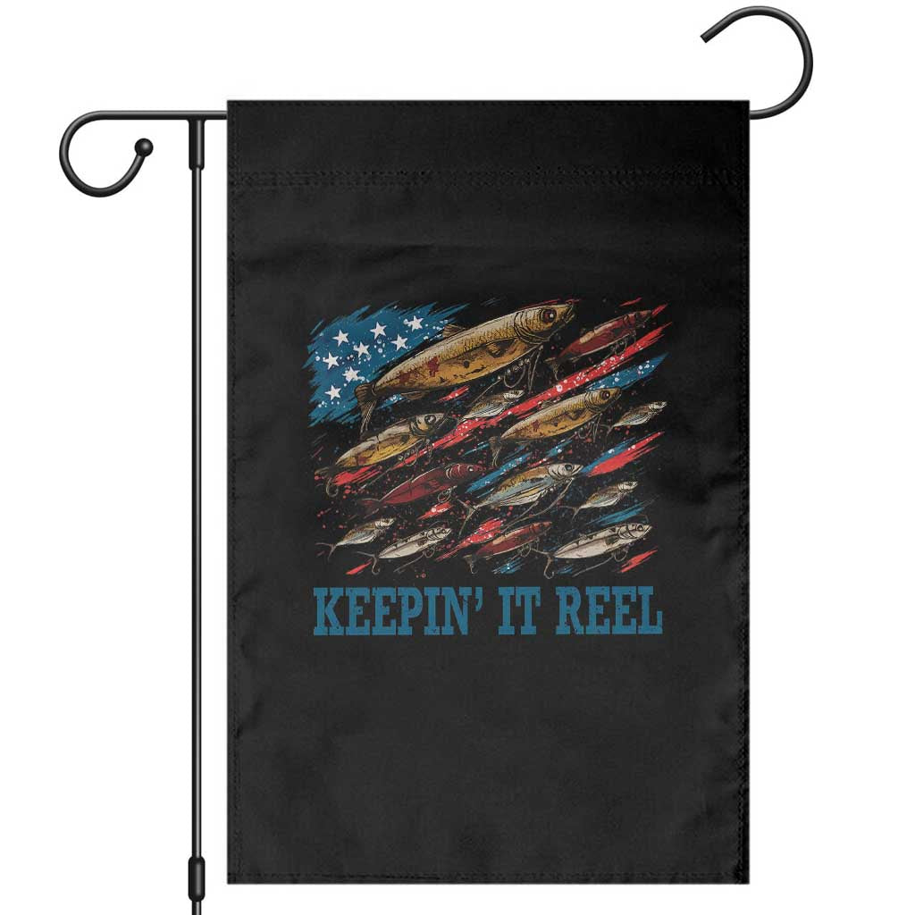 Funny Fisherman Keepin It Reel Garden Flag Fishing Lure American Flag Bass Fishing TS11 Black Print Your Wear