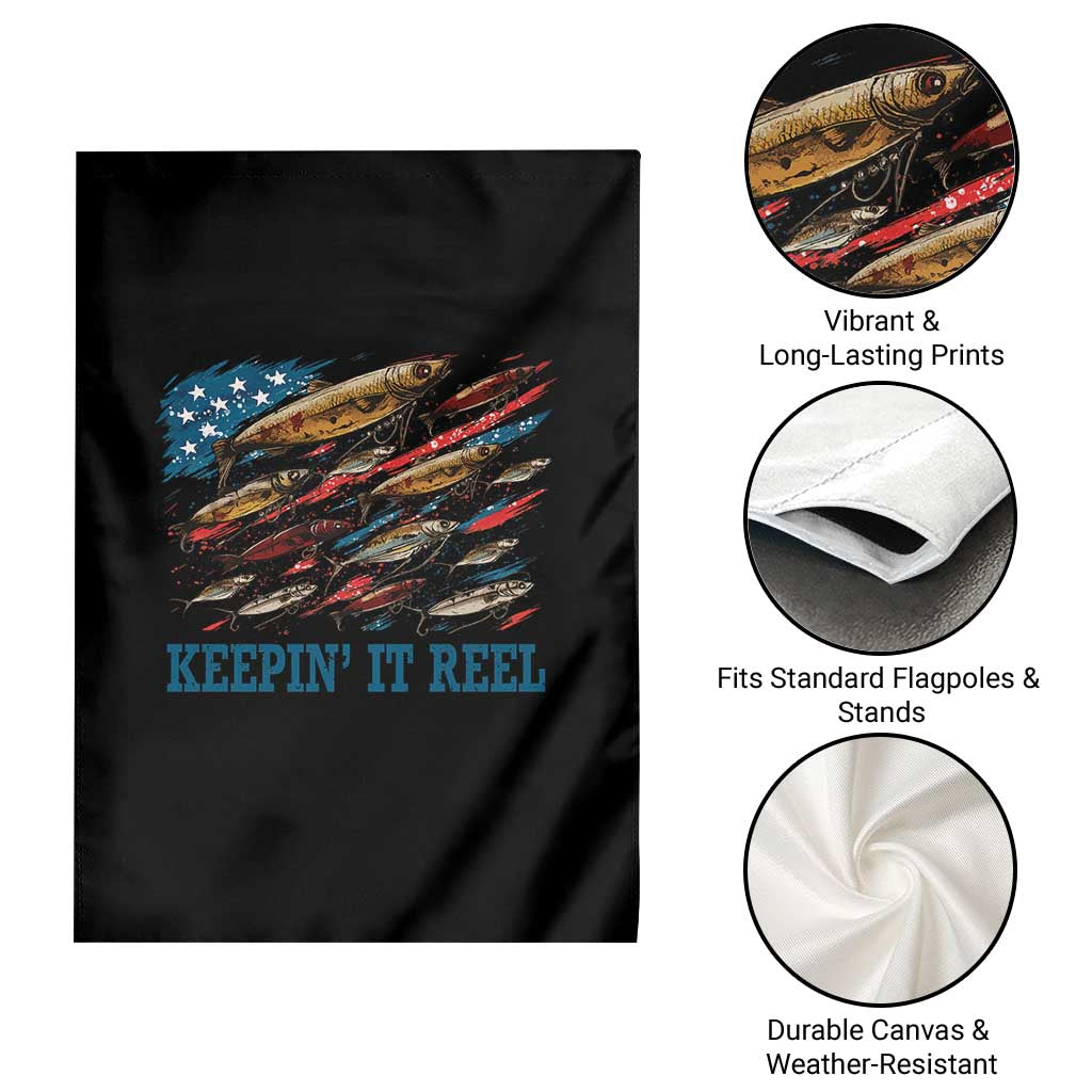Funny Fisherman Keepin It Reel Garden Flag Fishing Lure American Flag Bass Fishing TS11 Print Your Wear