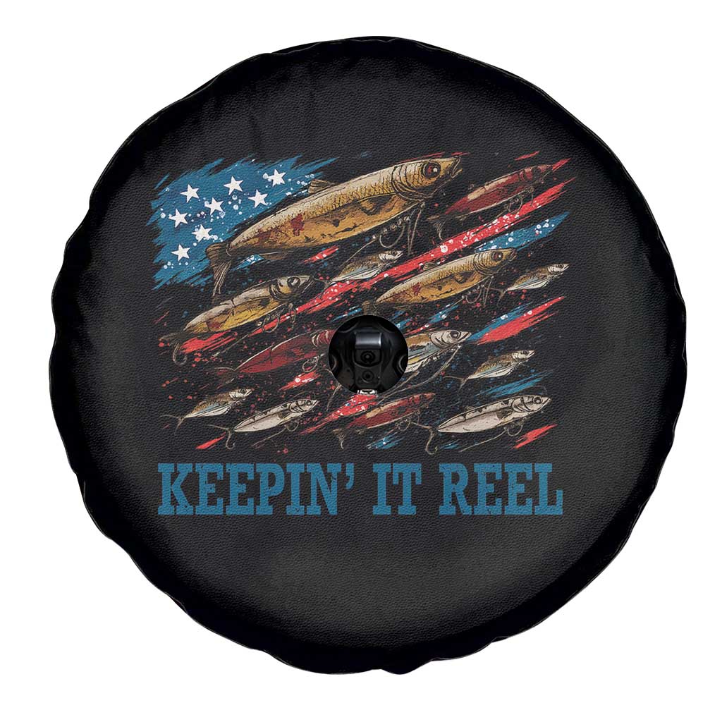 Funny Fisherman Keepin It Reel Spare Tire Cover Fishing Lure American Flag Bass Fishing TS11 Print Your Wear
