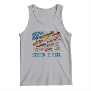 Funny Fisherman Keepin It Reel Tank Top Fishing Lure American Flag Bass Fishing TS11 Athletic Heather Print Your Wear