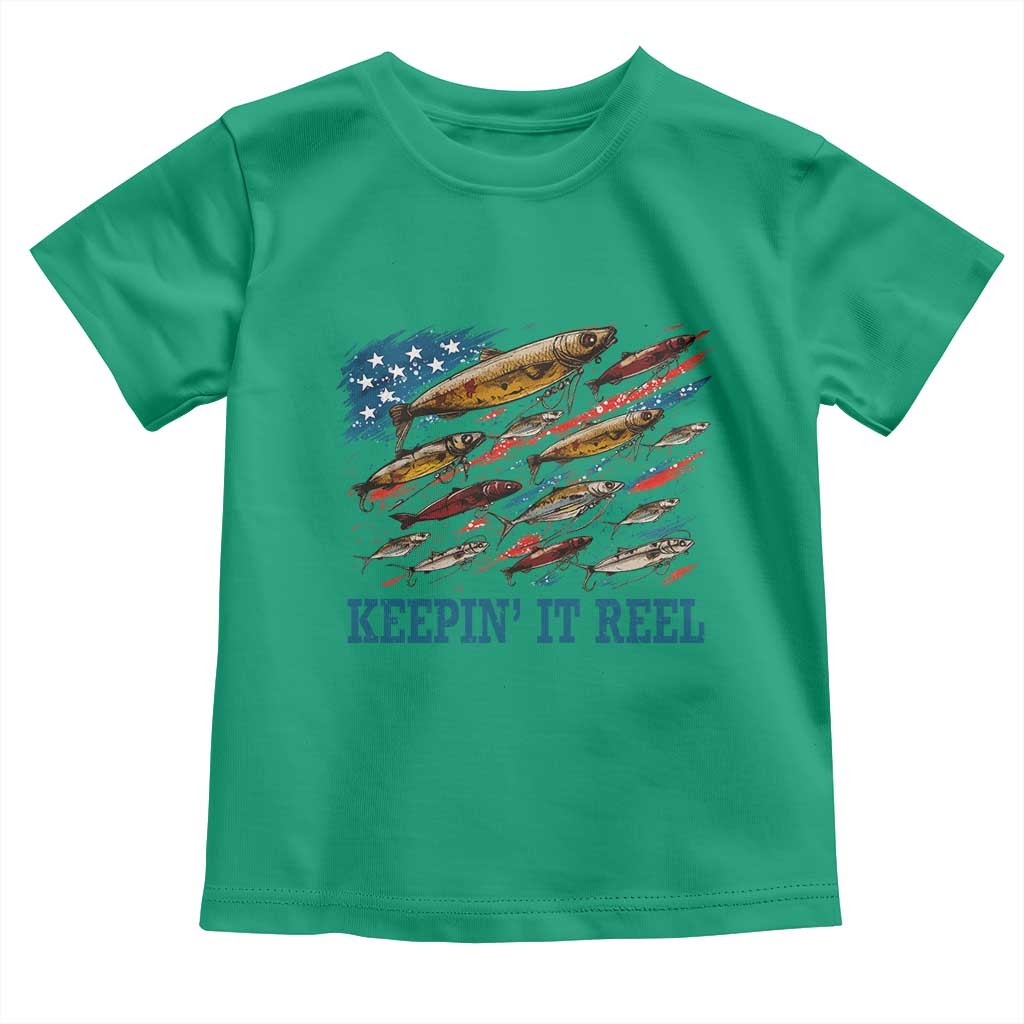Funny Fisherman Keepin It Reel Toddler T Shirt Fishing Lure American Flag Bass Fishing TS11 Irish Green Print Your Wear