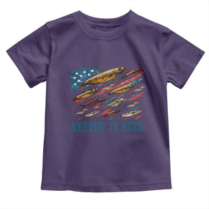 Funny Fisherman Keepin It Reel Toddler T Shirt Fishing Lure American Flag Bass Fishing TS11 Purple Print Your Wear