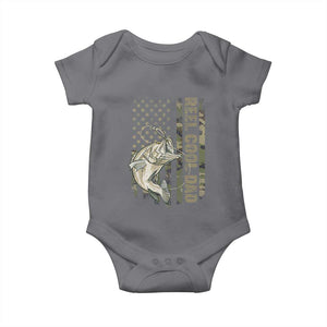 Funny Fishing Vintage Reel Cool Dad Baby Onesie Camo American Flag USA Bass Fish Fisherman TS10 Charcoal Print Your Wear