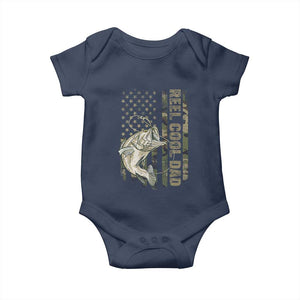 Funny Fishing Vintage Reel Cool Dad Baby Onesie Camo American Flag USA Bass Fish Fisherman TS10 Navy Print Your Wear