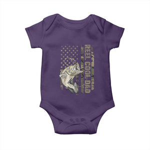 Funny Fishing Vintage Reel Cool Dad Baby Onesie Camo American Flag USA Bass Fish Fisherman TS10 Purple Print Your Wear