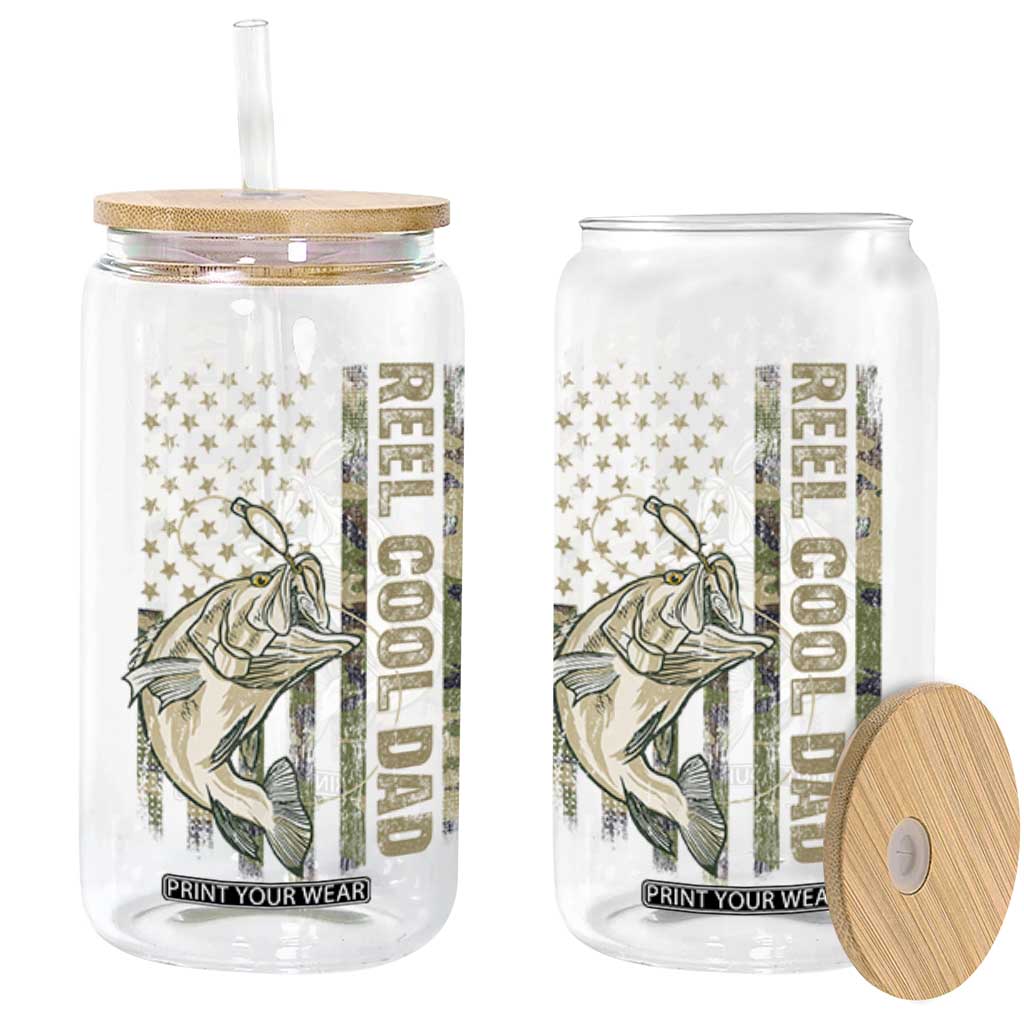 Funny Fishing Vintage Reel Cool Dad Glass Can Camo American Flag USA Bass Fish Fisherman TS10 Black Print Your Wear