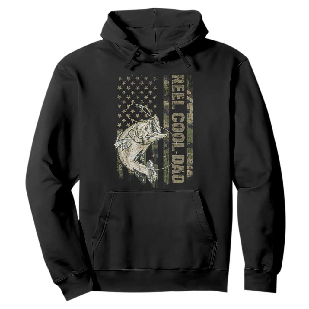 Funny Fishing Vintage Reel Cool Dad Hoodie Camo American Flag USA Bass Fish Fisherman TS10 Black Print Your Wear
