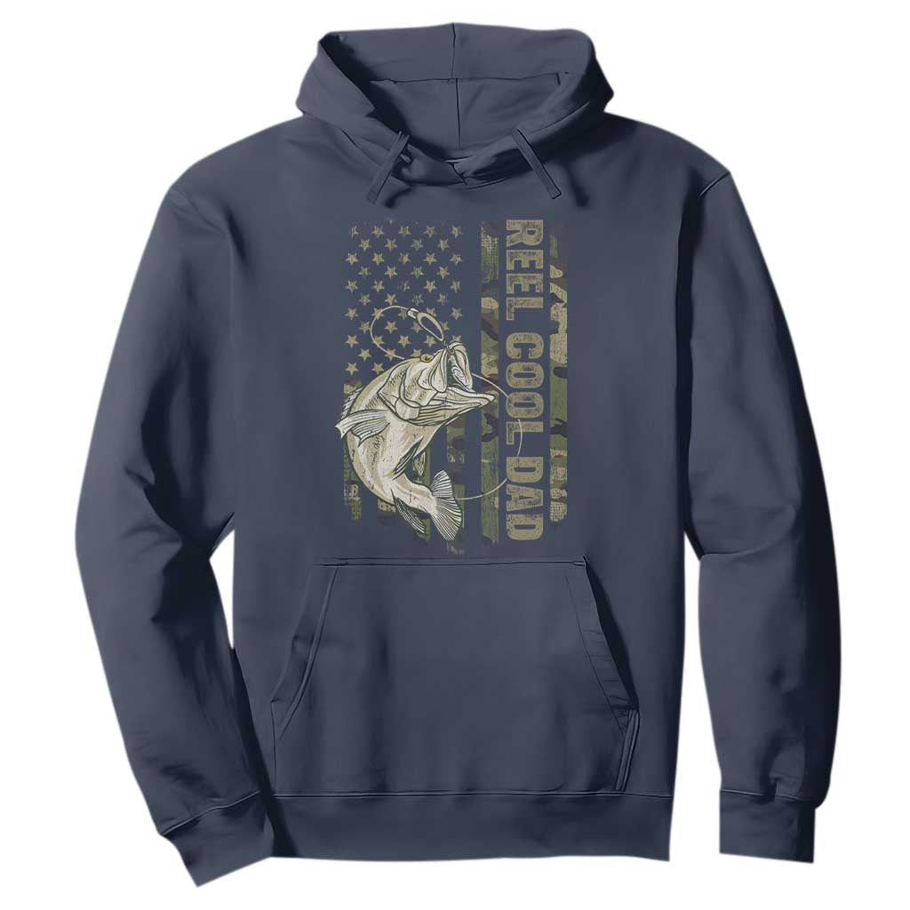 Funny Fishing Vintage Reel Cool Dad Hoodie Camo American Flag USA Bass Fish Fisherman TS10 Navy Print Your Wear