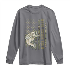 Funny Fishing Vintage Reel Cool Dad Long Sleeve Shirt Camo American Flag USA Bass Fish Fisherman TS10 Charcoal Print Your Wear