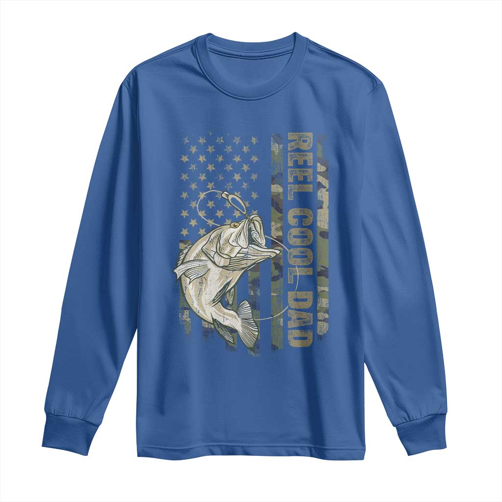 Funny Fishing Vintage Reel Cool Dad Long Sleeve Shirt Camo American Flag USA Bass Fish Fisherman TS10 Royal Blue Print Your Wear