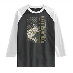 Funny Fishing Vintage Reel Cool Dad Raglan Shirt Camo American Flag USA Bass Fish Fisherman TS10 Black White Print Your Wear