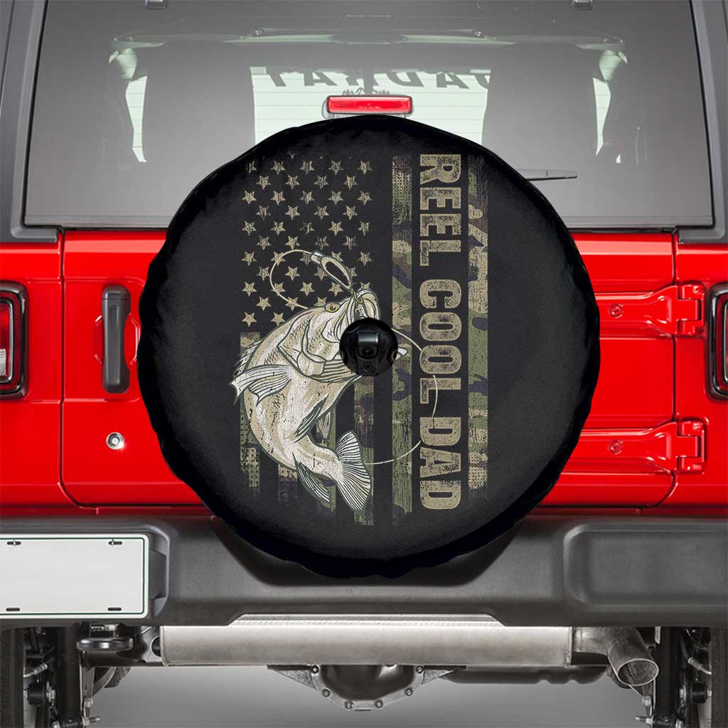 Funny Fishing Vintage Reel Cool Dad Spare Tire Cover Camo American Flag USA Bass Fish Fisherman TS10 Black Print Your Wear