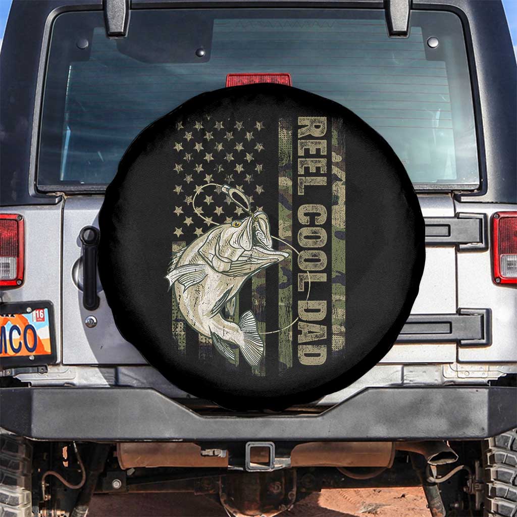 Funny Fishing Vintage Reel Cool Dad Spare Tire Cover Camo American Flag USA Bass Fish Fisherman TS10 No hole Black Print Your Wear