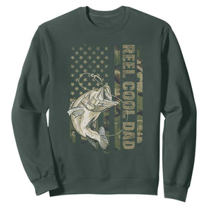 Funny Fishing Vintage Reel Cool Dad Sweatshirt Camo American Flag USA Bass Fish Fisherman TS10 Dark Forest Green Print Your Wear