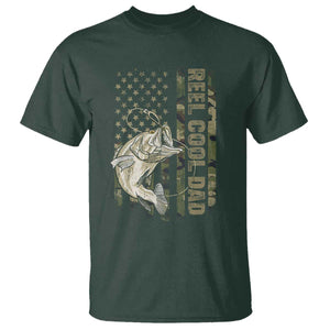Funny Fishing Vintage Reel Cool Dad T Shirt Camo American Flag USA Bass Fish Fisherman TS10 Dark Forest Green Print Your Wear