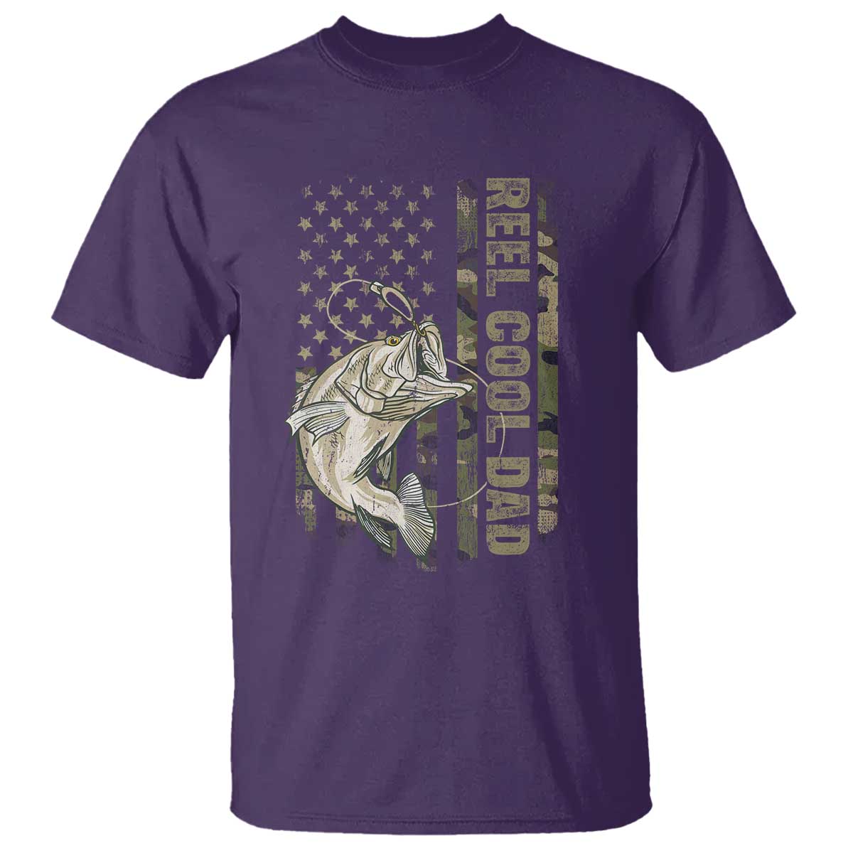 Funny Fishing Vintage Reel Cool Dad T Shirt Camo American Flag USA Bass Fish Fisherman TS10 Print Your Wear